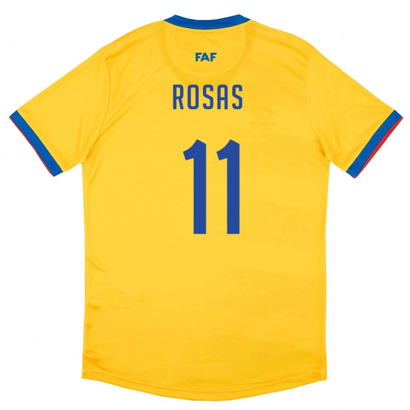 Danxen Mujer Camiseta Andorra Berto Rosas #11 Amarillo Azul Rojo 2ª Equipación 26-28 La Camisa