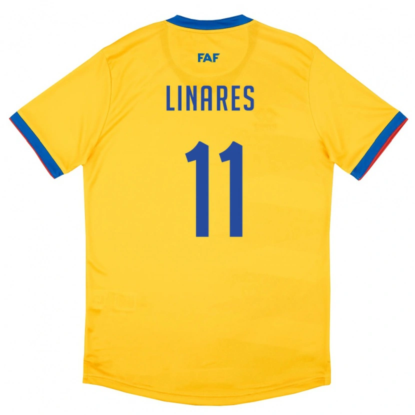 Danxen Mujer Camiseta Andorra Nil Linares #11 Amarillo Azul Rojo 2ª Equipación 26-28 La Camisa
