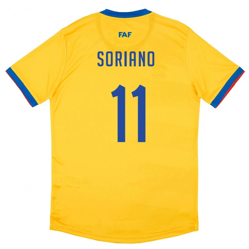 Danxen Mujer Camiseta Andorra Owen Soriano #11 Amarillo Azul Rojo 2ª Equipación 26-28 La Camisa