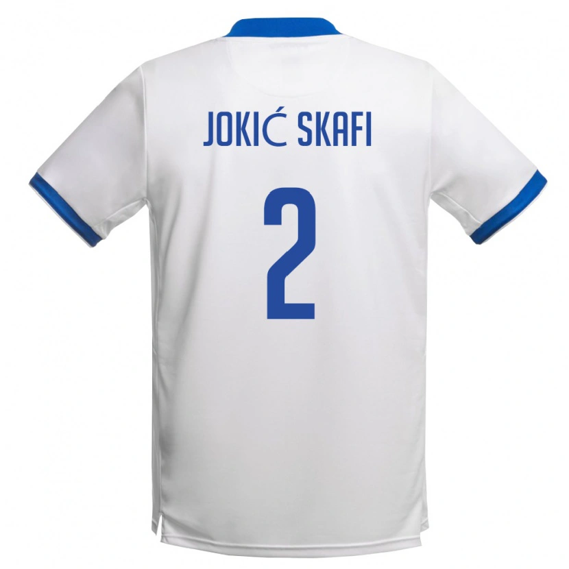 Danxen Mujer Camiseta Chipre Georgios Jokić Skafi #2 Blanco Azul Real 2ª Equipación 26-28 La Camisa