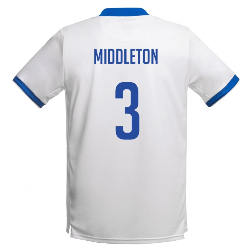 Danxen Mujer Camiseta Chipre Alexandros Middleton #3 Blanco Azul Real 2ª Equipación 26-28 La Camisa