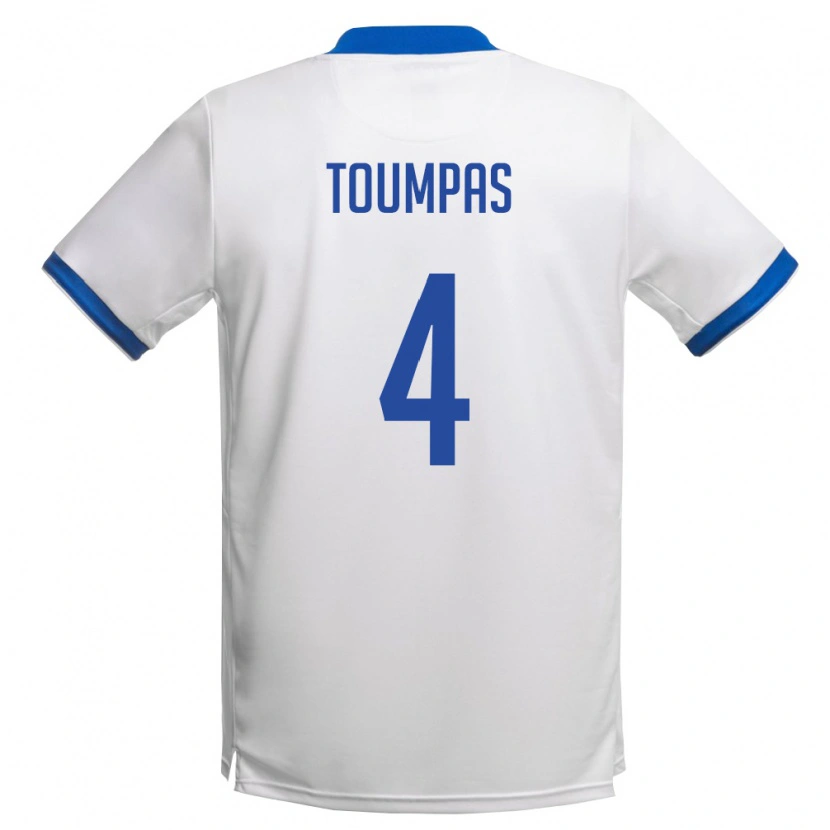 Danxen Mujer Camiseta Chipre Marios Toumpas #4 Blanco Azul Real 2ª Equipación 26-28 La Camisa
