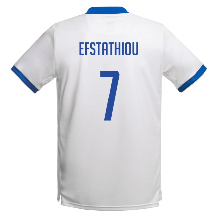 Danxen Mujer Camiseta Chipre Alexandros Efstathiou #7 Blanco Azul Real 2ª Equipación 26-28 La Camisa