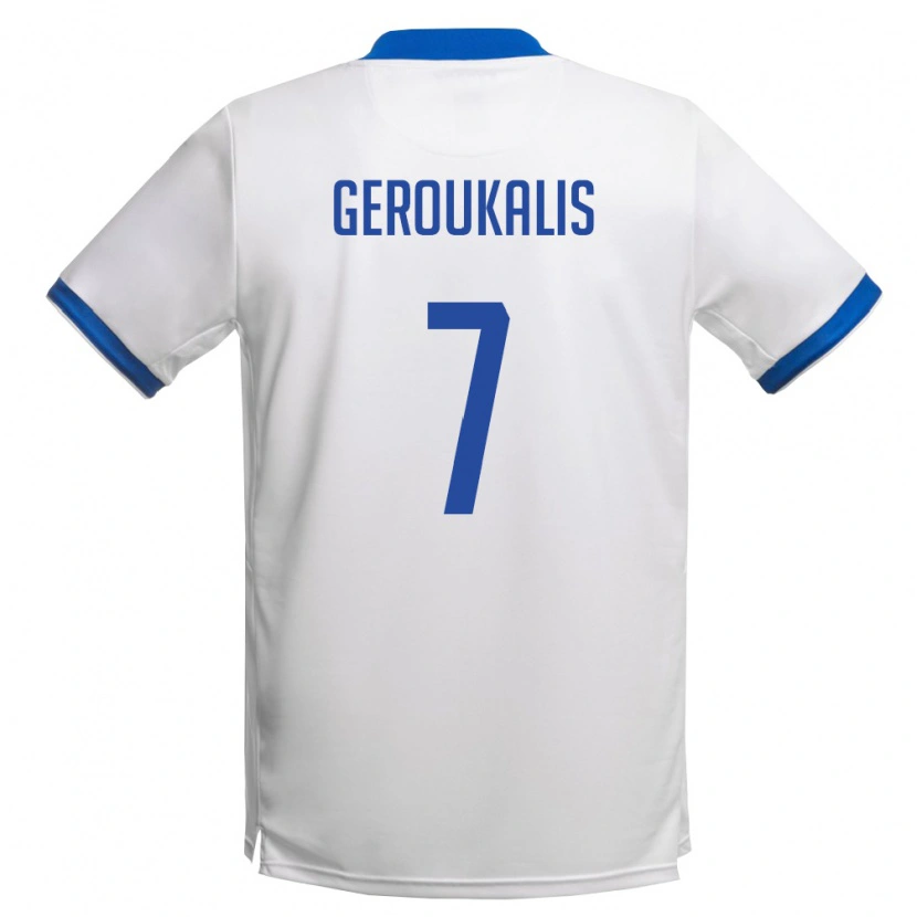 Danxen Mujer Camiseta Chipre Alexandros Geroukalis #7 Blanco Azul Real 2ª Equipación 26-28 La Camisa