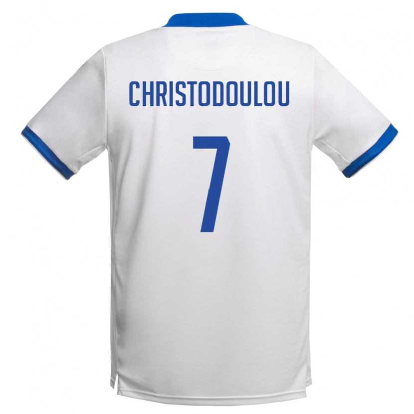 Danxen Mujer Camiseta Chipre Argyris Christodoulou #7 Blanco Azul Real 2ª Equipación 26-28 La Camisa