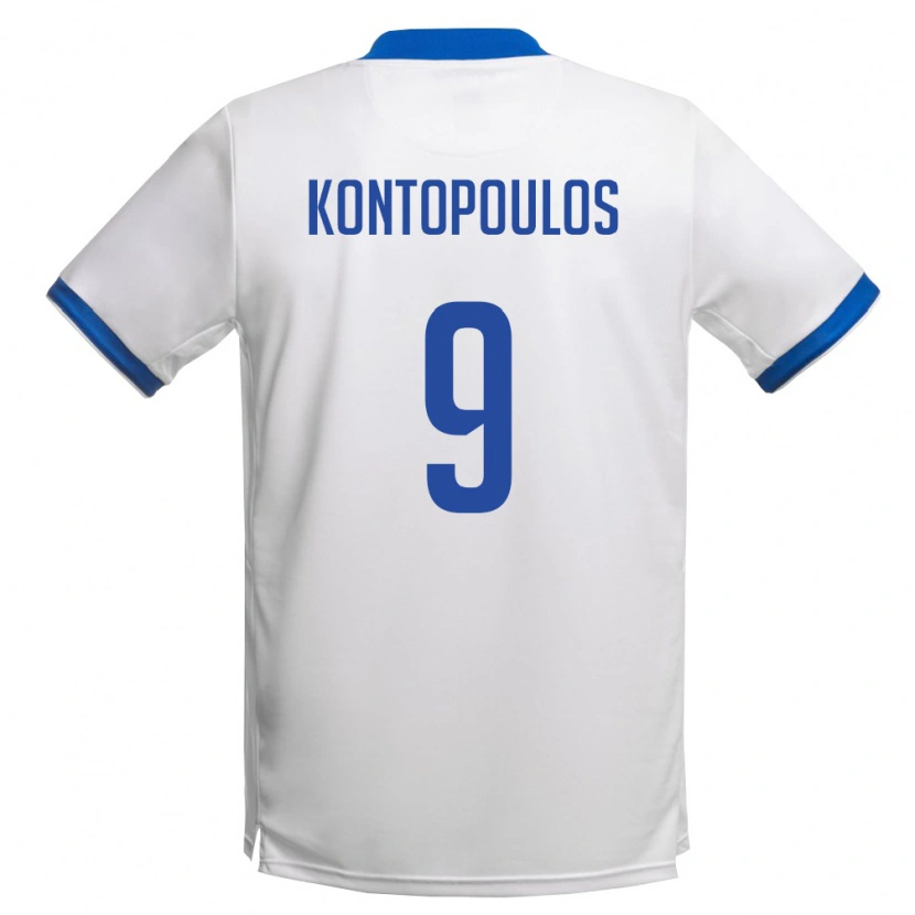 Danxen Mujer Camiseta Chipre Savvas Kontopoulos #9 Blanco Azul Real 2ª Equipación 26-28 La Camisa