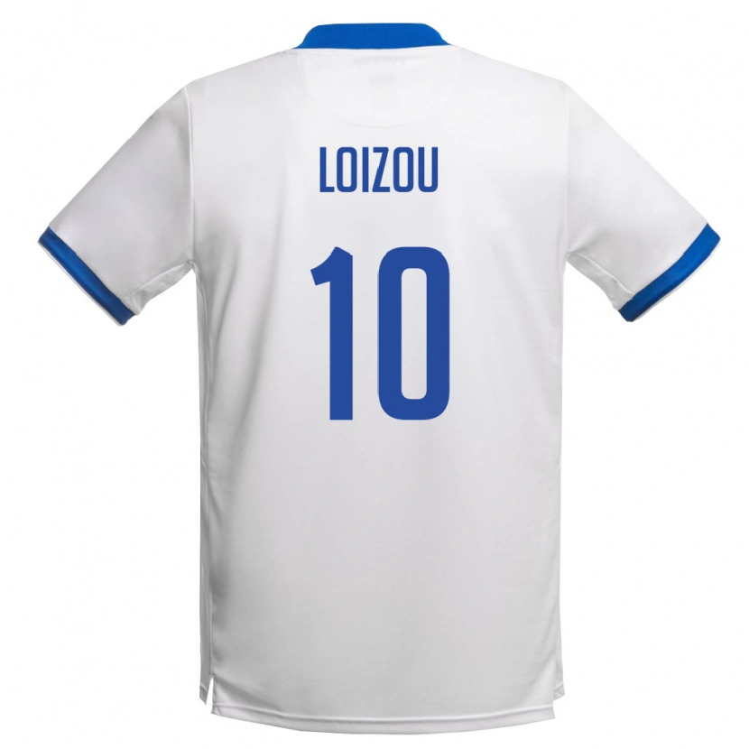 Danxen Mujer Camiseta Chipre Loizos Loizou #10 Blanco Azul Real 2ª Equipación 26-28 La Camisa