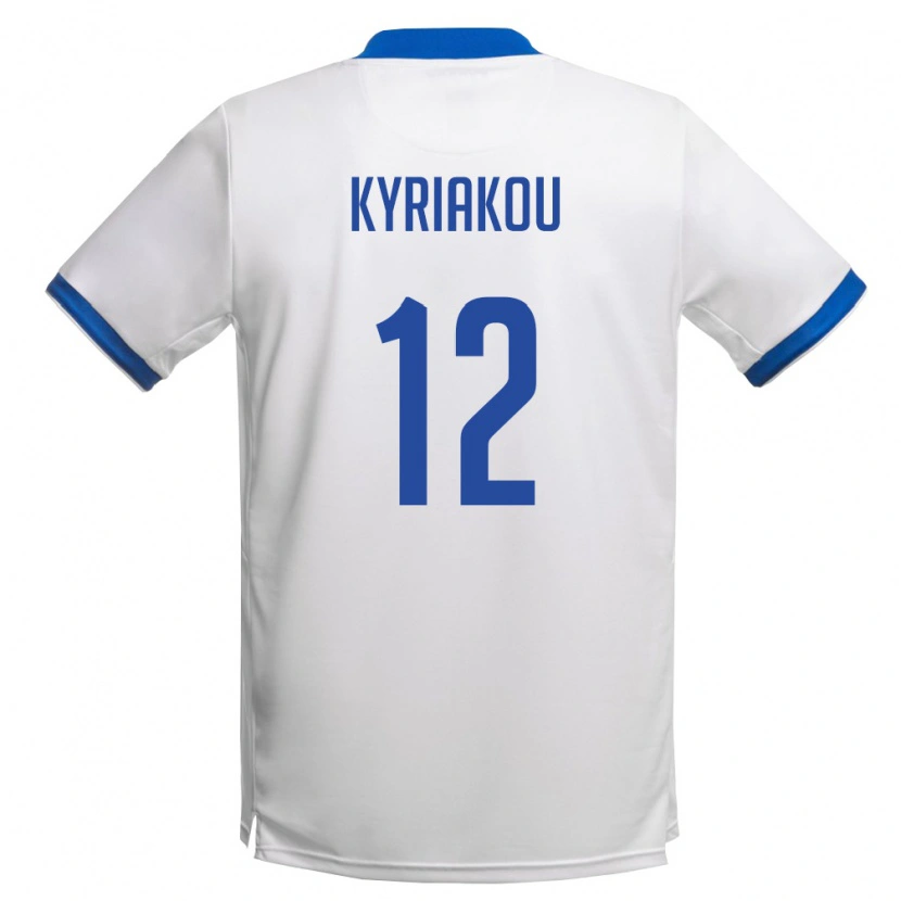Danxen Mujer Camiseta Chipre Panagiotis Kyriakou #12 Blanco Azul Real 2ª Equipación 26-28 La Camisa