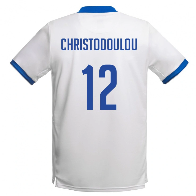 Danxen Mujer Camiseta Chipre Georgios Christodoulou #12 Blanco Azul Real 2ª Equipación 26-28 La Camisa