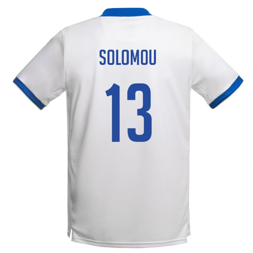 Danxen Mujer Camiseta Chipre Michail Solomou #13 Blanco Azul Real 2ª Equipación 26-28 La Camisa