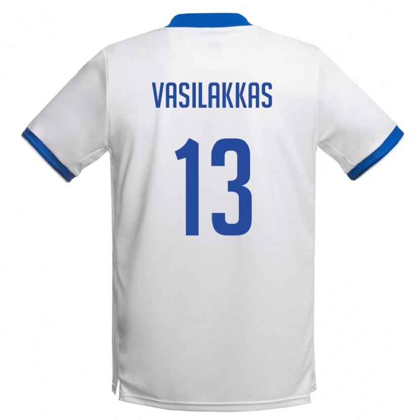 Danxen Mujer Camiseta Chipre Vasilis Vasilakkas #13 Blanco Azul Real 2ª Equipación 26-28 La Camisa