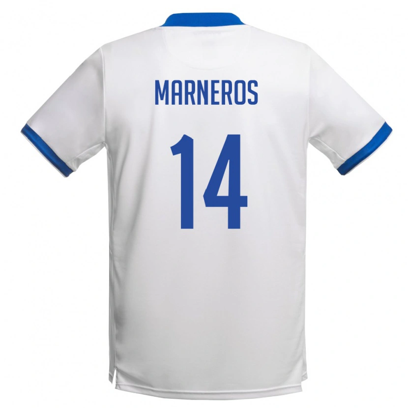 Danxen Mujer Camiseta Chipre Christodoulos Marneros #14 Blanco Azul Real 2ª Equipación 26-28 La Camisa