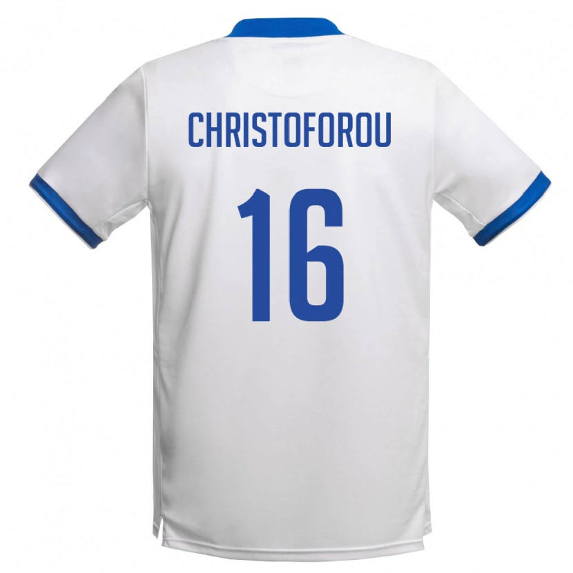 Danxen Mujer Camiseta Chipre Andreas Christoforou #16 Blanco Azul Real 2ª Equipación 26-28 La Camisa