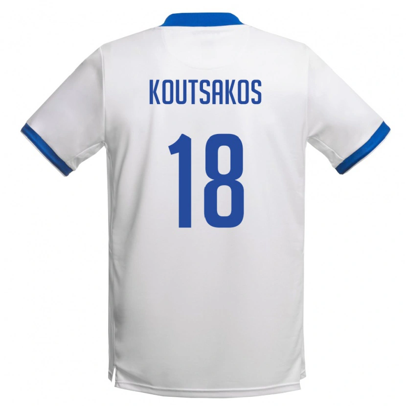 Danxen Mujer Camiseta Chipre Nikolas Koutsakos #18 Blanco Azul Real 2ª Equipación 26-28 La Camisa