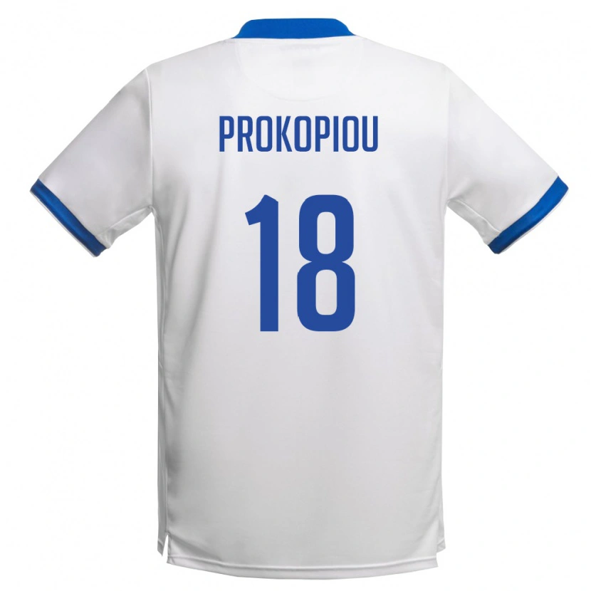 Danxen Mujer Camiseta Chipre Titos Prokopiou #18 Blanco Azul Real 2ª Equipación 26-28 La Camisa