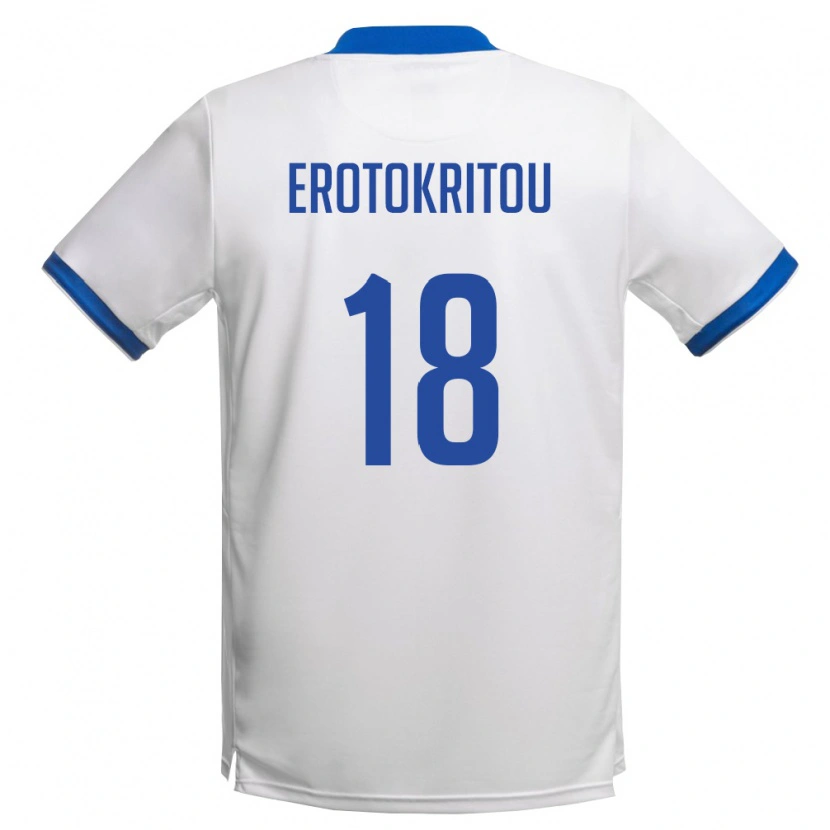 Danxen Mujer Camiseta Chipre Charalampos Erotokritou #18 Blanco Azul Real 2ª Equipación 26-28 La Camisa
