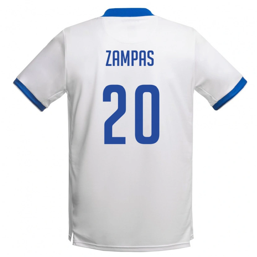 Danxen Mujer Camiseta Chipre Konstantinos Zampas #20 Blanco Azul Real 2ª Equipación 26-28 La Camisa