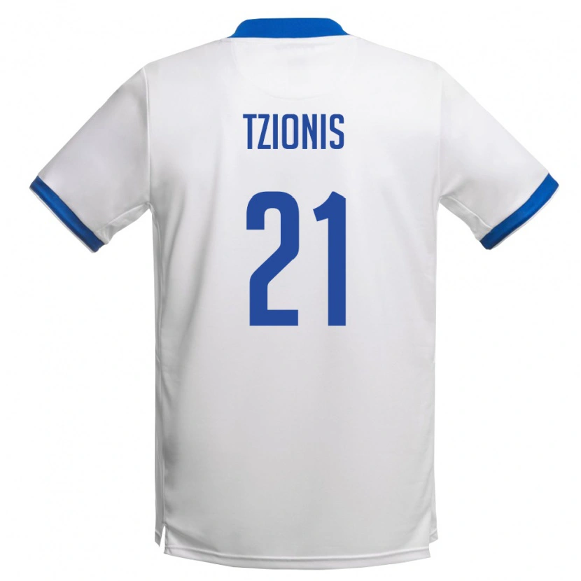 Danxen Mujer Camiseta Chipre Marinos Tzionis #21 Blanco Azul Real 2ª Equipación 26-28 La Camisa