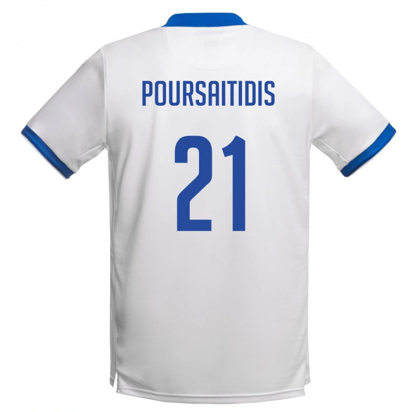 Danxen Mujer Camiseta Chipre Konstantinos Poursaitidis #21 Blanco Azul Real 2ª Equipación 26-28 La Camisa