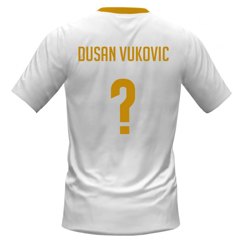 Danxen Mujer Camiseta Montenegro Dusan Vukovic #0 Blanco Rojo Amarillo 2ª Equipación 26-28 La Camisa