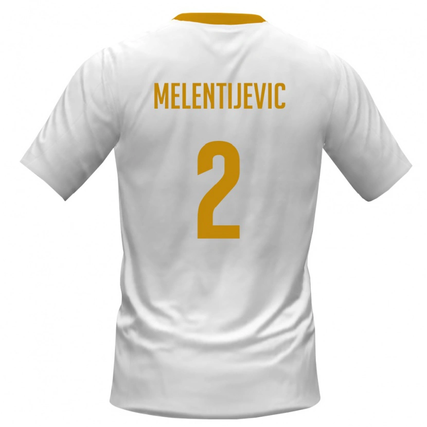 Danxen Mujer Camiseta Montenegro Stefan Melentijevic #2 Blanco Rojo Amarillo 2ª Equipación 26-28 La Camisa