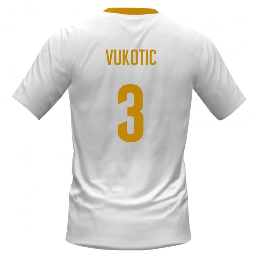 Danxen Mujer Camiseta Montenegro Balsa Vukotic #3 Blanco Rojo Amarillo 2ª Equipación 26-28 La Camisa