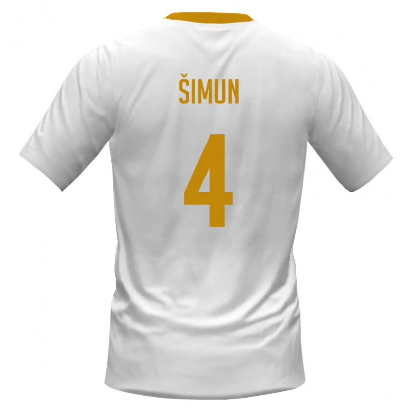 Danxen Mujer Camiseta Montenegro Marko Simun #4 Blanco Rojo Amarillo 2ª Equipación 26-28 La Camisa