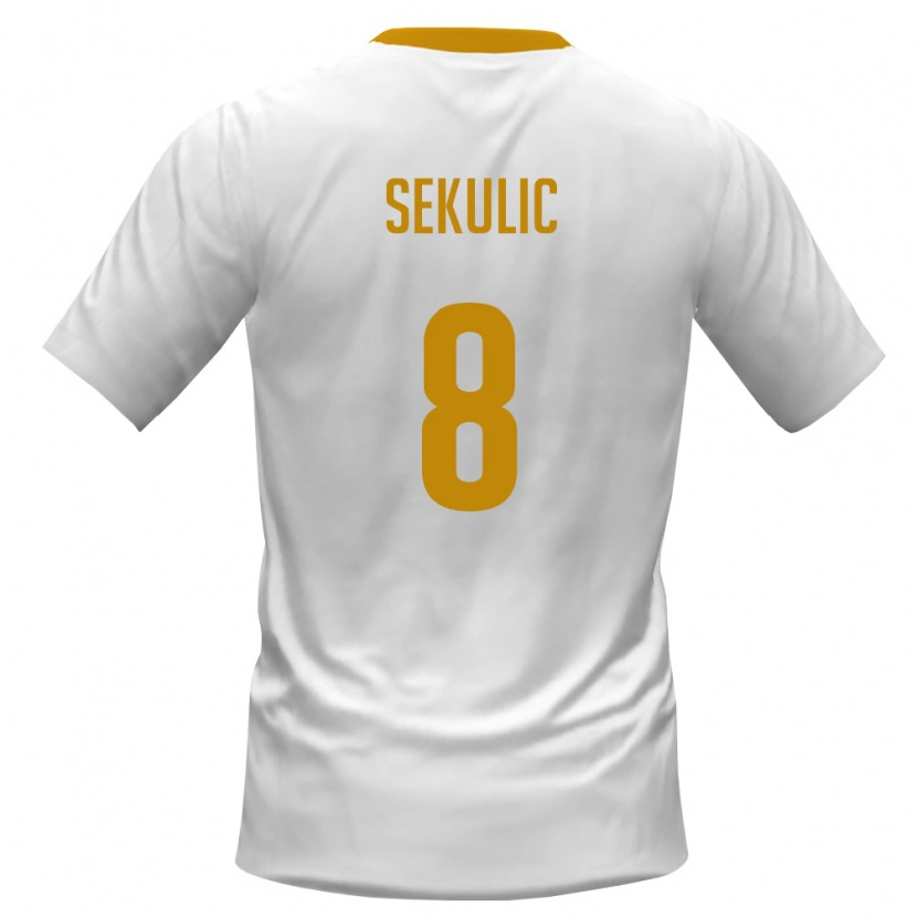 Danxen Mujer Camiseta Montenegro Balsa Sekulic #8 Blanco Rojo Amarillo 2ª Equipación 26-28 La Camisa