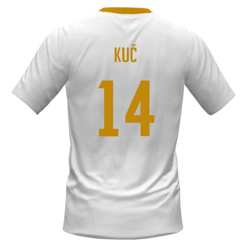 Danxen Mujer Camiseta Montenegro Edvin Kuc #14 Blanco Rojo Amarillo 2ª Equipación 26-28 La Camisa