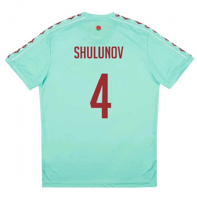 Danxen Mujer Camiseta Bielorrusia Artem Shulunov #4 Verde Claro Borgoña 2ª Equipación 26-28 La Camisa