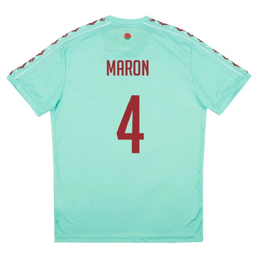 Danxen Mujer Camiseta Bielorrusia Dmitriy Maron #4 Verde Claro Borgoña 2ª Equipación 26-28 La Camisa