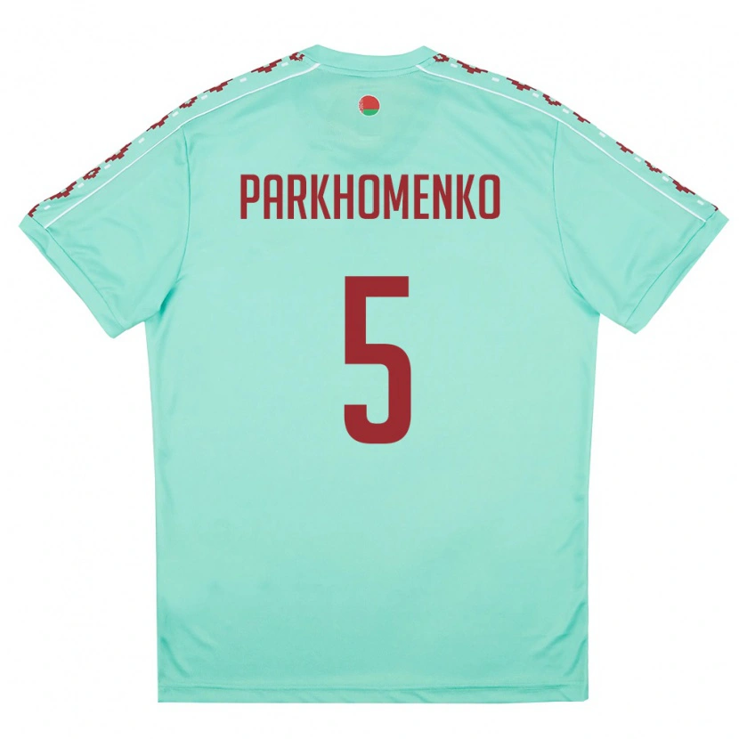 Danxen Mujer Camiseta Bielorrusia Egor Parkhomenko #5 Verde Claro Borgoña 2ª Equipación 26-28 La Camisa