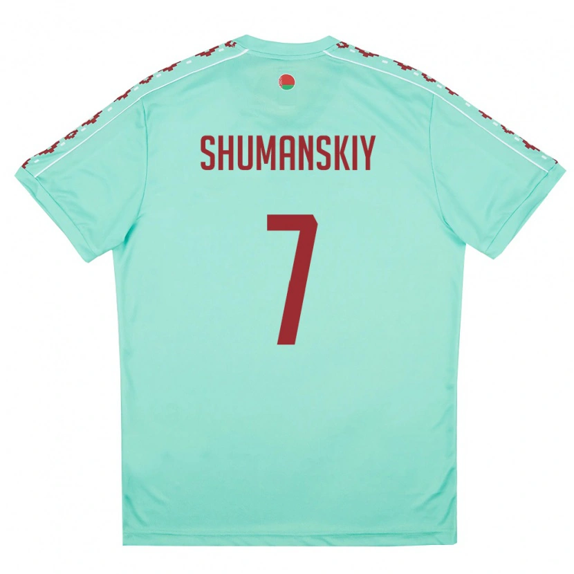 Danxen Mujer Camiseta Bielorrusia Artem Shumanskiy #7 Verde Claro Borgoña 2ª Equipación 26-28 La Camisa