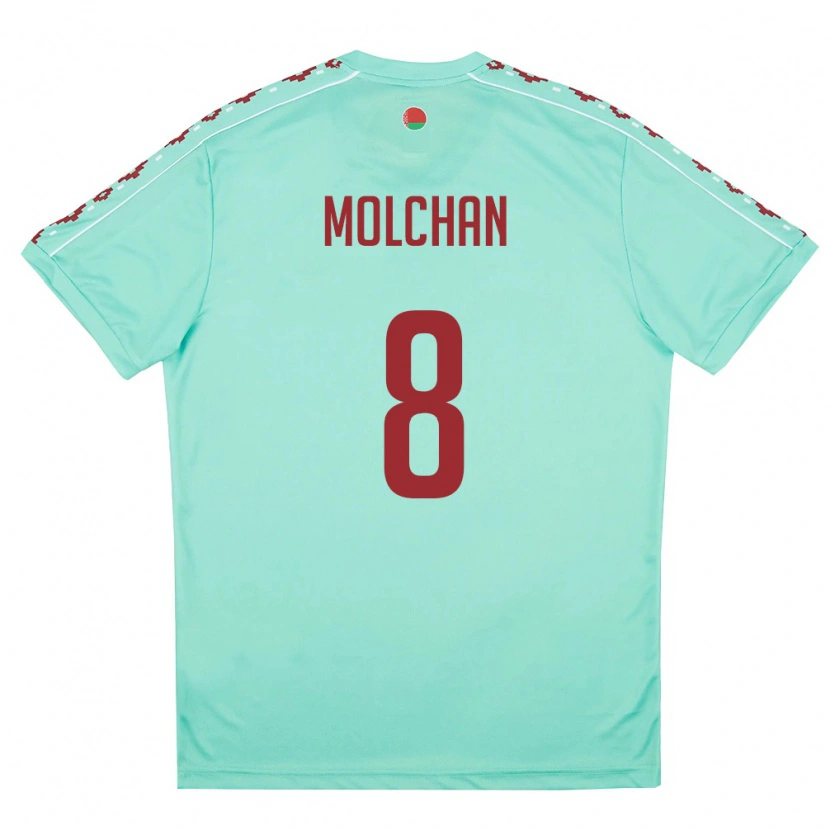 Danxen Mujer Camiseta Bielorrusia Egor Molchan #8 Verde Claro Borgoña 2ª Equipación 26-28 La Camisa