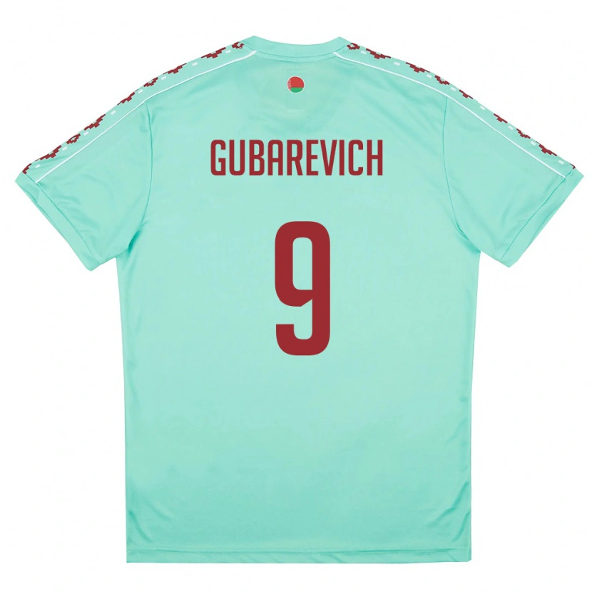 Danxen Mujer Camiseta Bielorrusia Ilya Gubarevich #9 Verde Claro Borgoña 2ª Equipación 26-28 La Camisa