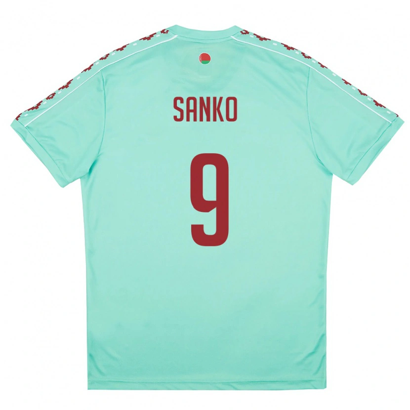 Danxen Mujer Camiseta Bielorrusia Nikita Sanko #9 Verde Claro Borgoña 2ª Equipación 26-28 La Camisa