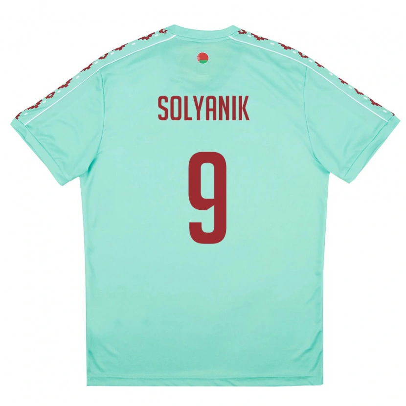Danxen Mujer Camiseta Bielorrusia Kirill Solyanik #9 Verde Claro Borgoña 2ª Equipación 26-28 La Camisa