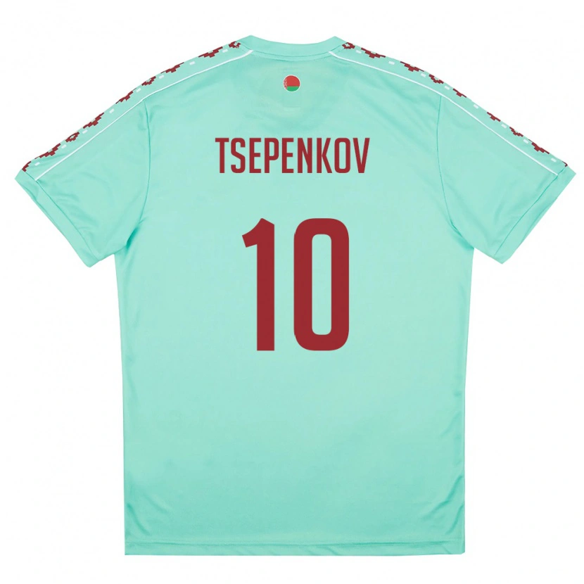 Danxen Mujer Camiseta Bielorrusia Kirill Tsepenkov #10 Verde Claro Borgoña 2ª Equipación 26-28 La Camisa