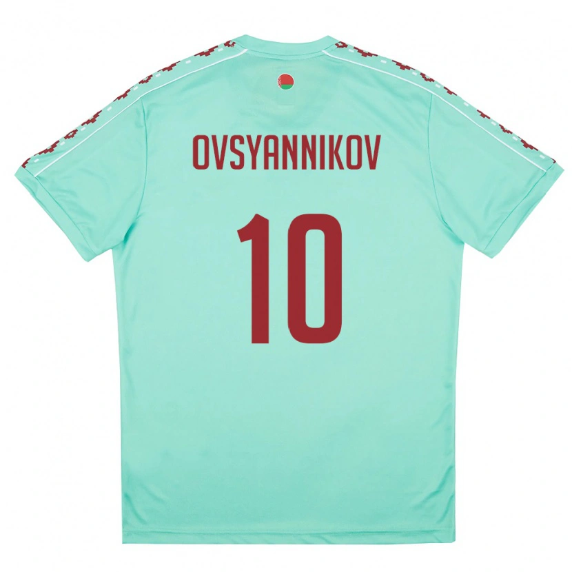 Danxen Mujer Camiseta Bielorrusia Denis Ovsyannikov #10 Verde Claro Borgoña 2ª Equipación 26-28 La Camisa