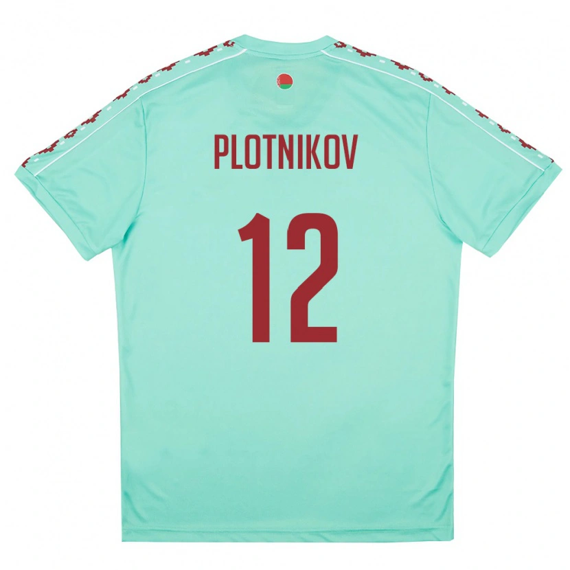 Danxen Mujer Camiseta Bielorrusia Maksim Plotnikov #12 Verde Claro Borgoña 2ª Equipación 26-28 La Camisa