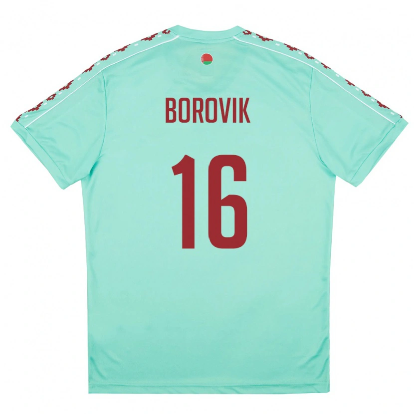 Danxen Mujer Camiseta Bielorrusia Grigoriy Borovik #16 Verde Claro Borgoña 2ª Equipación 26-28 La Camisa