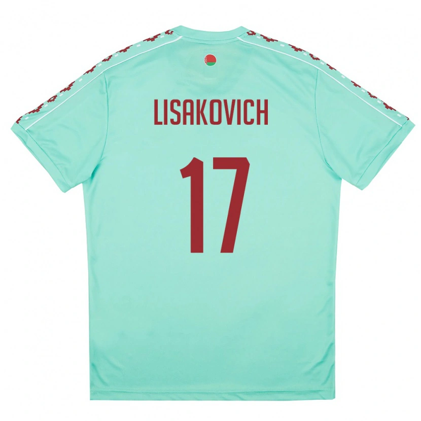 Danxen Mujer Camiseta Bielorrusia Vitaliy Lisakovich #17 Verde Claro Borgoña 2ª Equipación 26-28 La Camisa