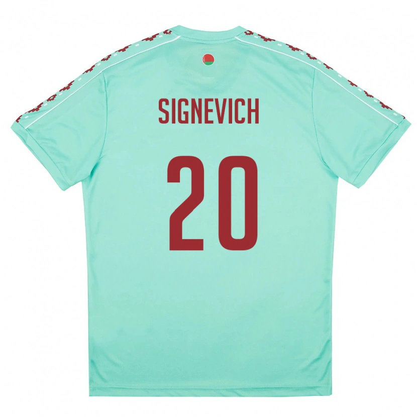 Danxen Mujer Camiseta Bielorrusia Zakhar Signevich #20 Verde Claro Borgoña 2ª Equipación 26-28 La Camisa