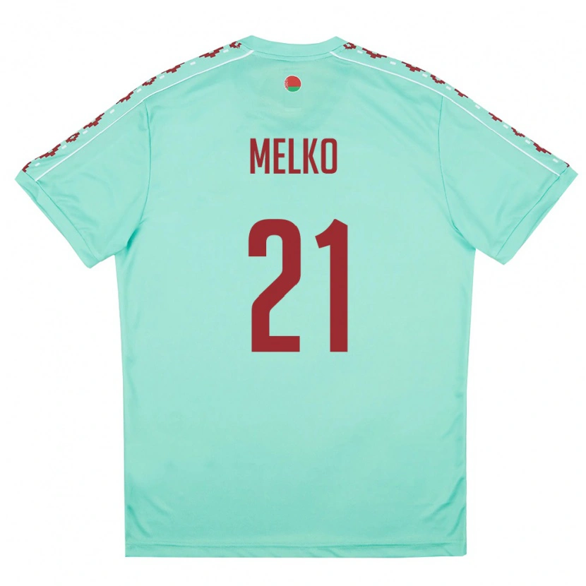 Danxen Mujer Camiseta Bielorrusia Vladislav Melko #21 Verde Claro Borgoña 2ª Equipación 26-28 La Camisa