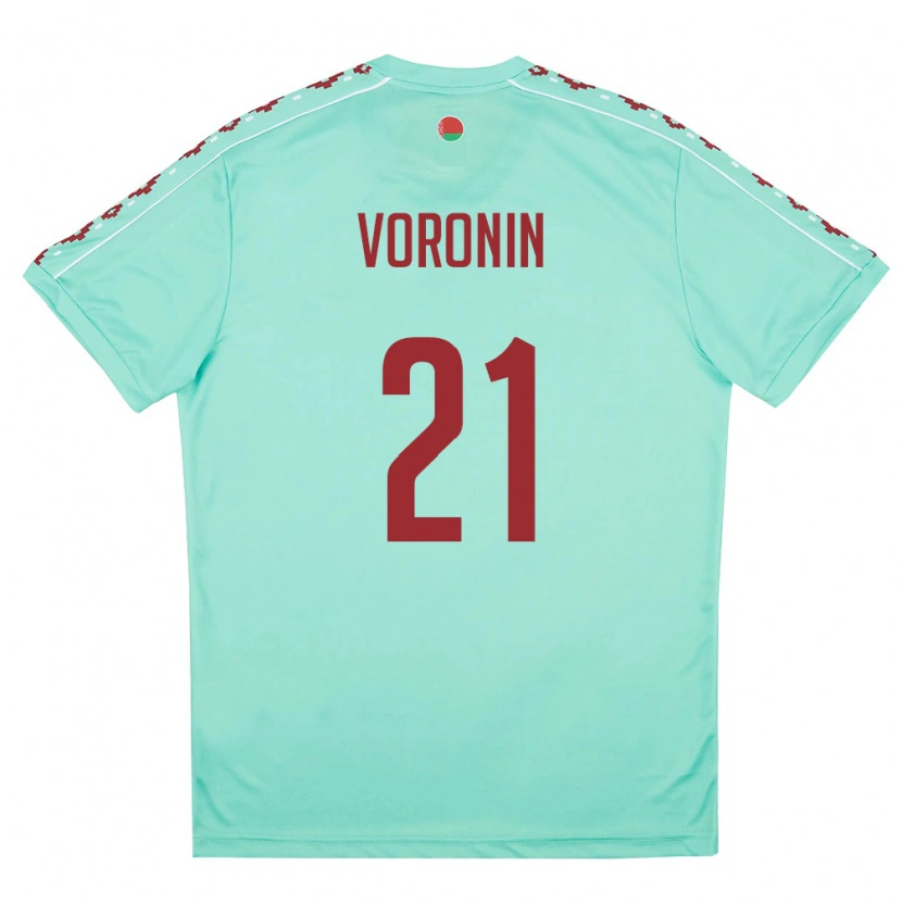Danxen Mujer Camiseta Bielorrusia Vladislav Voronin #21 Verde Claro Borgoña 2ª Equipación 26-28 La Camisa