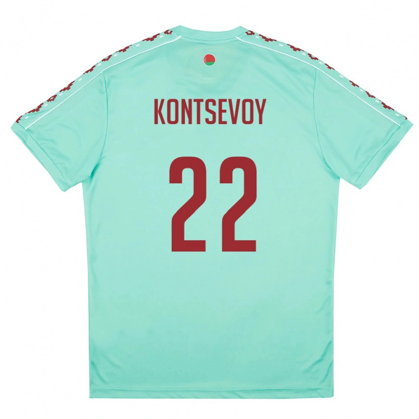 Danxen Mujer Camiseta Bielorrusia Artem Kontsevoy #22 Verde Claro Borgoña 2ª Equipación 26-28 La Camisa