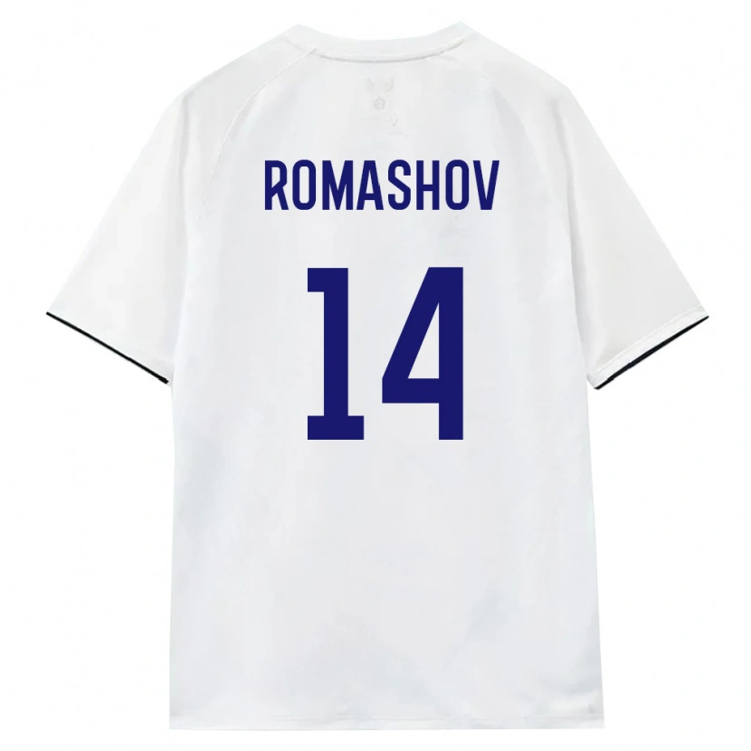 Danxen Mujer Camiseta Rusia Denis Romashov #14 Blanco Marrón Negro 2ª Equipación 26-28 La Camisa