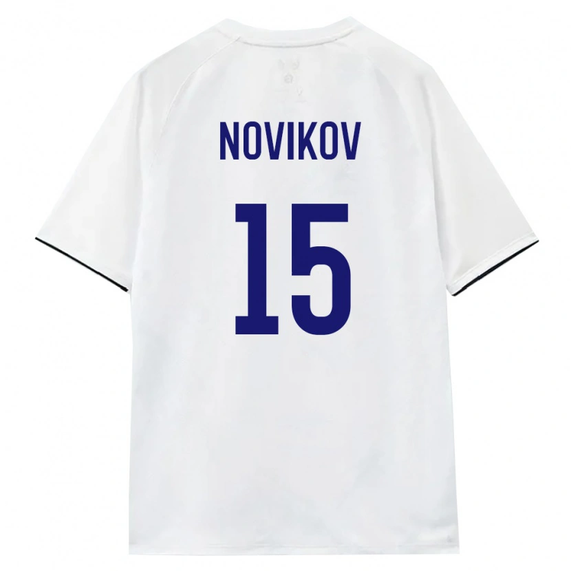 Danxen Mujer Camiseta Rusia Pavel Novikov #15 Blanco Marrón Negro 2ª Equipación 26-28 La Camisa