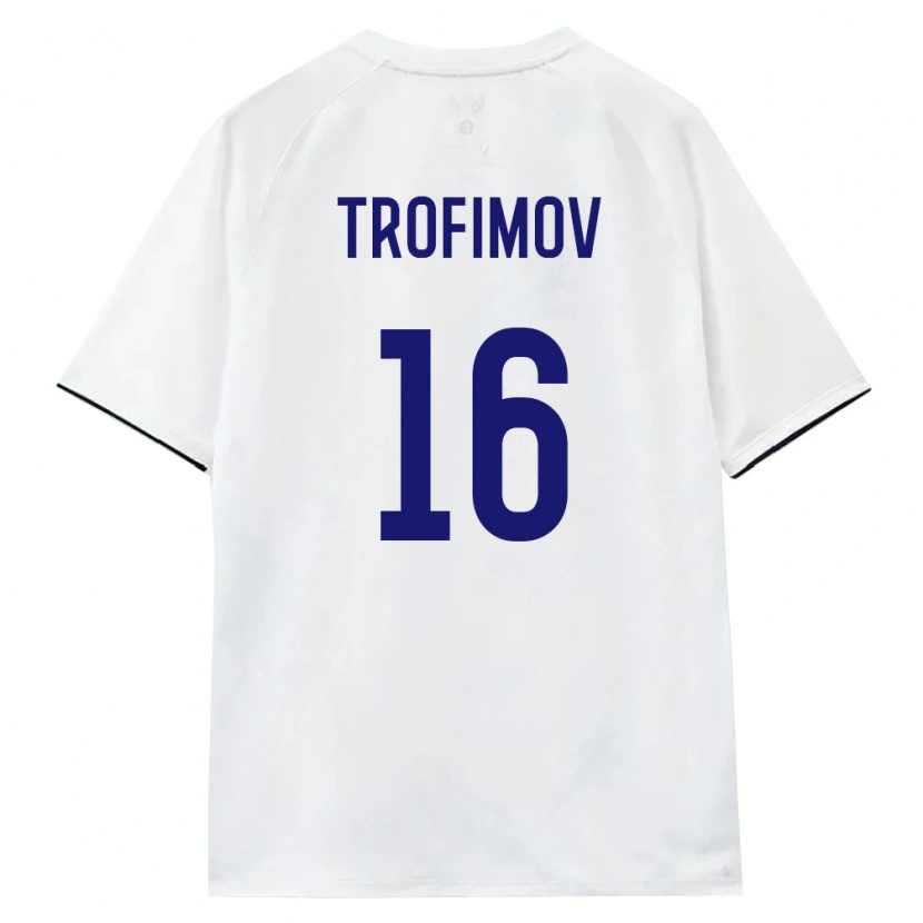 Danxen Mujer Camiseta Rusia Daniil Trofimov #16 Blanco Marrón Negro 2ª Equipación 26-28 La Camisa