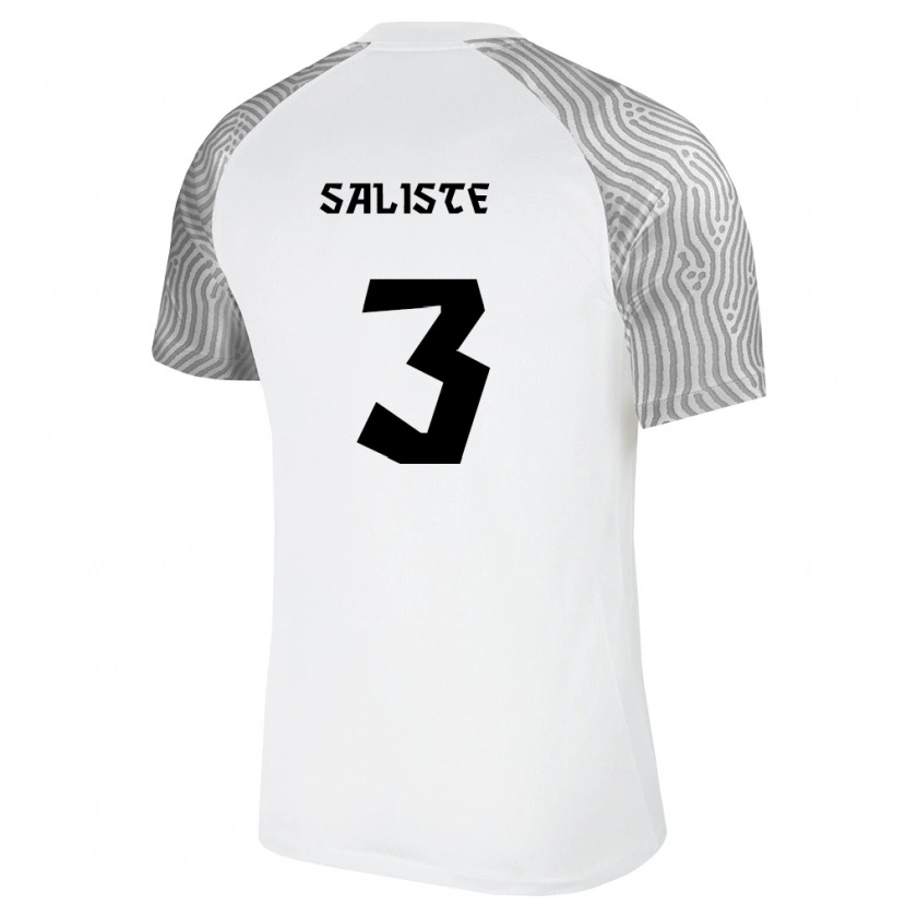 Danxen Mujer Camiseta Estonia Joseph Saliste #3 Blanco Gris 2ª Equipación 26-28 La Camisa